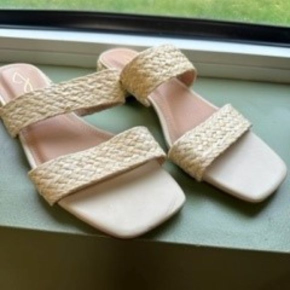 Women's Slide Sandals, Double Straw Band Open Toe Casual Beach - Picture 3 of 3